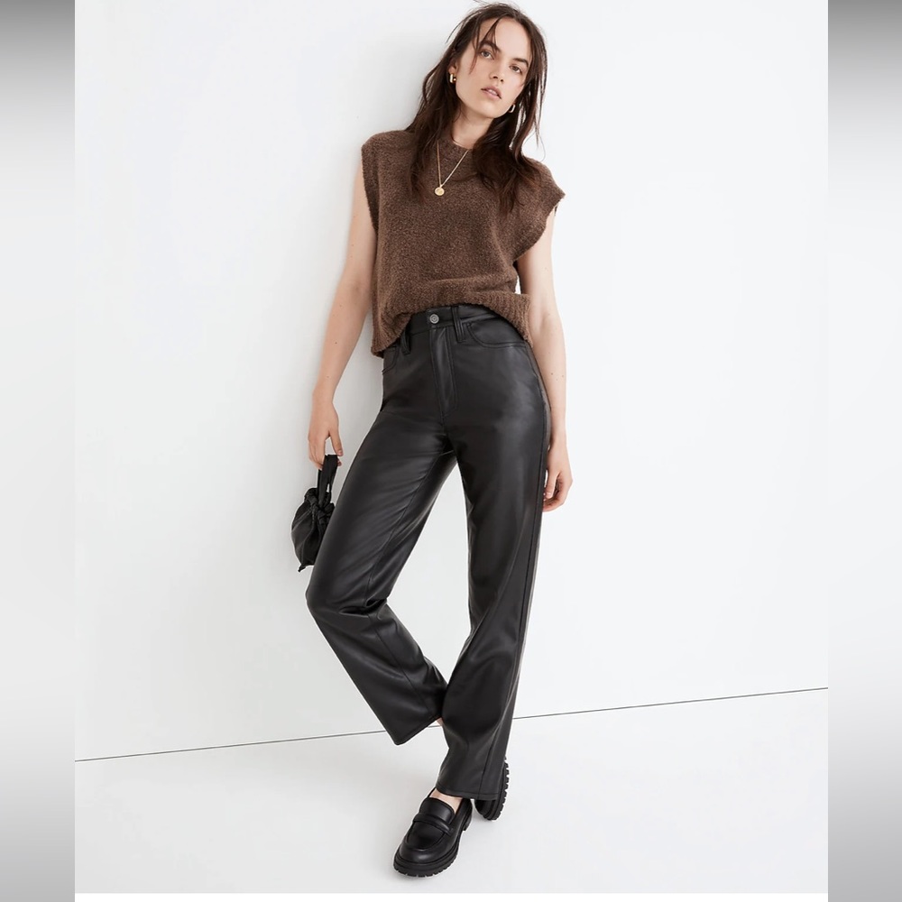 NWT Madewell The Perfect Vintage Straight Jean: Faux Leather Edition - Size 25